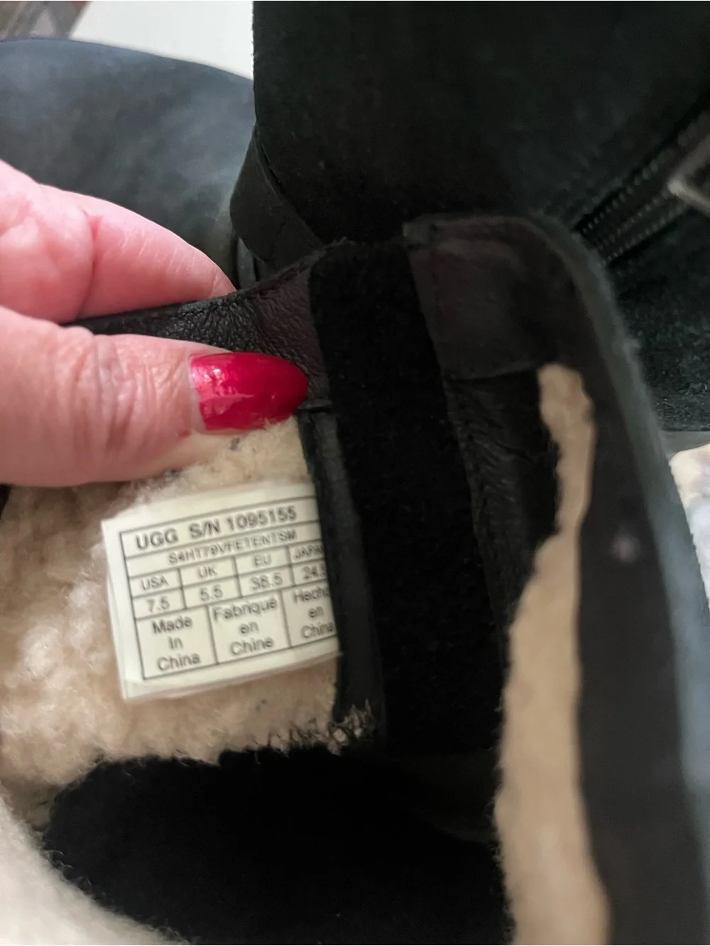 UGG Black Faux-Suede Shearling-Lined Winter Zip Boots